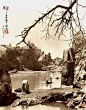 【水墨意境】一叶小舟渔人立，执篙水上画中行。#水墨#  #寻根文化太美# #微信公众号  致中文化# 
