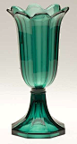 Pressed Boston & Sandwich Glass Co. tulip vase in emerald green, 1845-1865. ($4,600) Mackle Collection