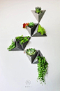 MOYI丨水泥花盆三角形壁挂花器清水混凝土多肉花器北欧设计师单个-淘宝网