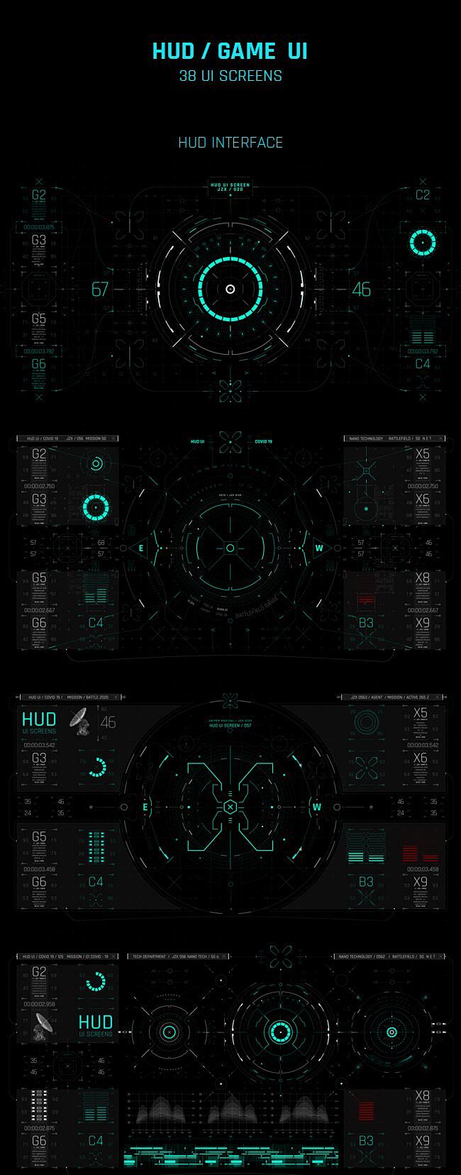 AE模板-400+科技感电影游戏UI界面...