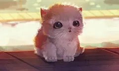 萌呆呆的二次元猫咪插画图片