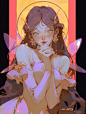 brandi06_Brunette_with_wings_patron_saint_starry_universe_in_ba_a9e111fd-9d38-441c-932e-56f8c211db79