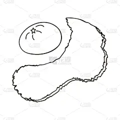 手画柑橘与开放的皮。可爱的圣诞标志，贴纸，计划，废弃元素，社交媒体。矢量插图与手绘轮廓孤立的背景。