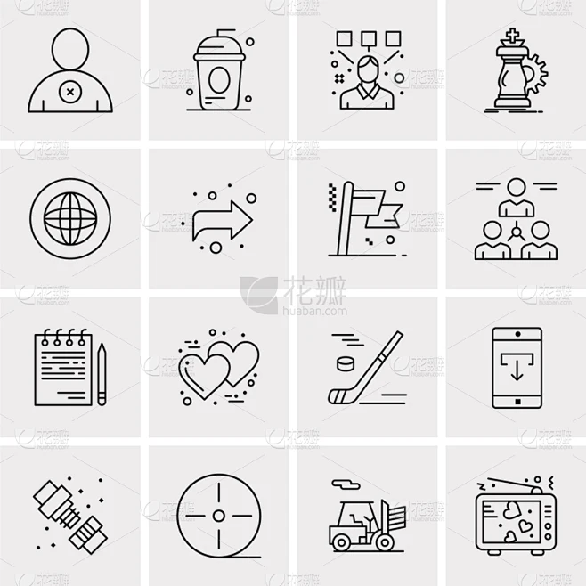 set 16 universal icons business素材-花瓣网