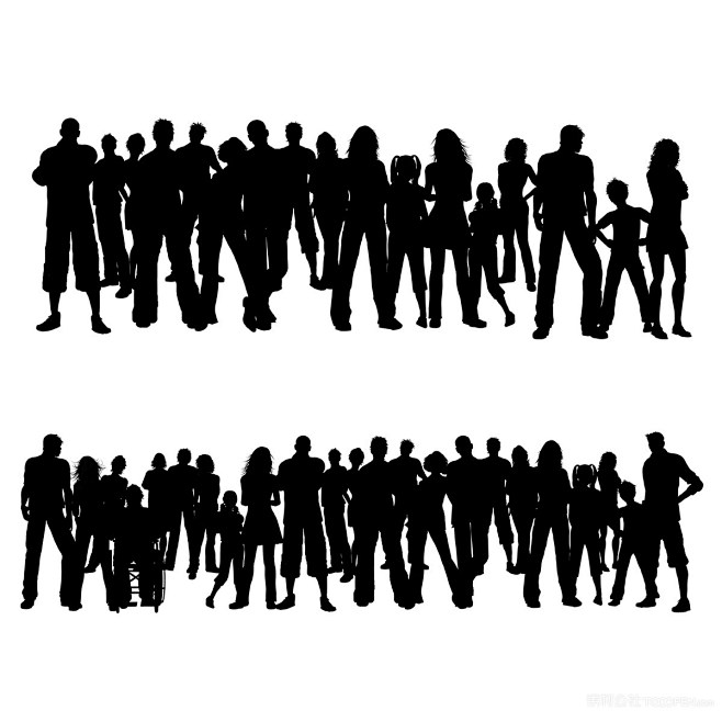 站立的男女人群剪影