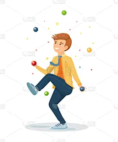 轮流抛接,魔术,马戏团,动画片,可爱的,艺术家,现代,品牌名称,表演