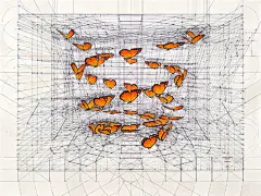 #王国分享#委内瑞拉艺术家Rafael Araujo利用数学模型把运动和大自然微妙的关系绘制成图画，他的许多画让人想起达芬奇速写本里的插图。在这样大量仰赖计算机的年代，仅利用铅笔、尺、量角器，手绘出的分解稿格外令人感到珍贵。更多作品介绍见O网页链接