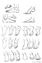 #绘画参考# 脚部的画法和角度参考，记住脚的形状和脚趾之间的关系，勤加练习吧~（整理by：@半次元绘画频道 ）