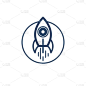 火箭发射矢量简单的线性图标，导弹创业线艺术符号，空间技术与科学，科幻文学符号。