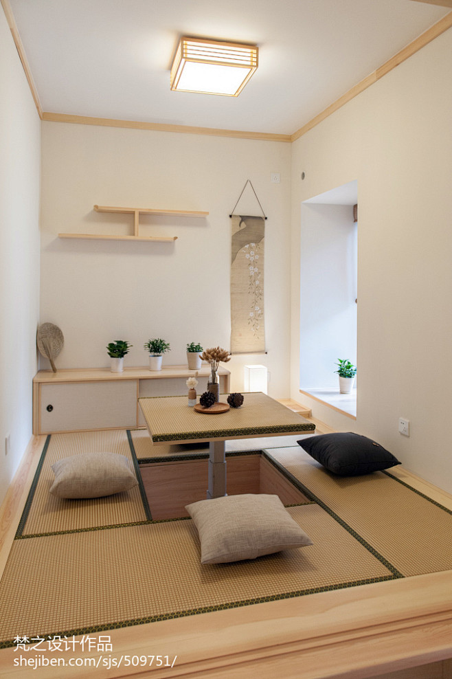 简约中式休闲区榻榻米效果图