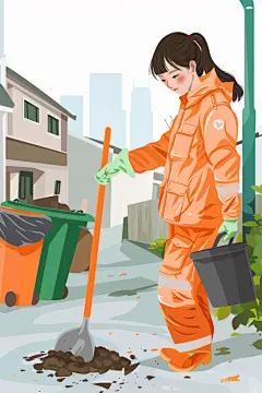 作业工作环卫工人图片插画