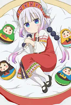 动漫1280x1895动漫动漫女孩Kobayashi-san Chi no Maid龙蓝眼睛Kanna Kamui（Kobayashi-san Chi no Maid Dragon）Matryoshka娃娃白头发