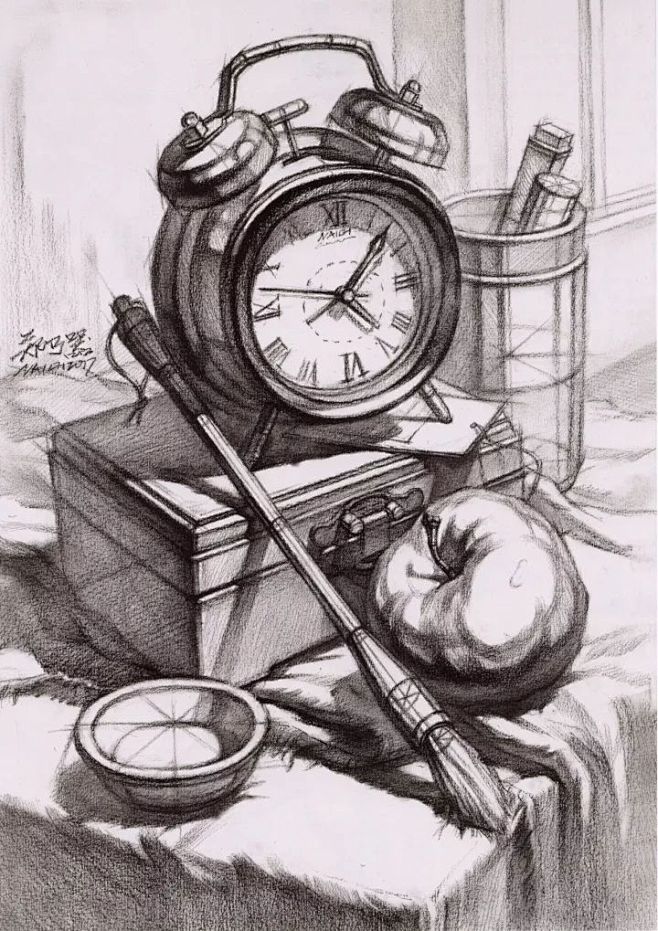 看一遍提高10分的结构静物素描图【超有用...