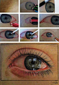 drawing an eye realistically with colored pencils: 
