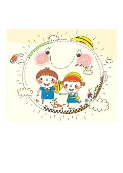 儿童玩乐水彩画风景画
