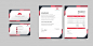 Modern stationery pack with red shapes template