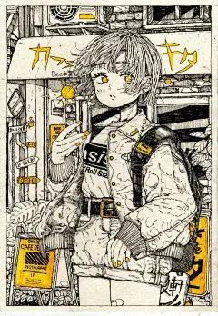 薄涂/日韩风/日韩插画 日本插画师 KitamuraShu 线条繁密的插画作品
花瓣关注原画人，推荐更多精选素材，绘画更有灵感