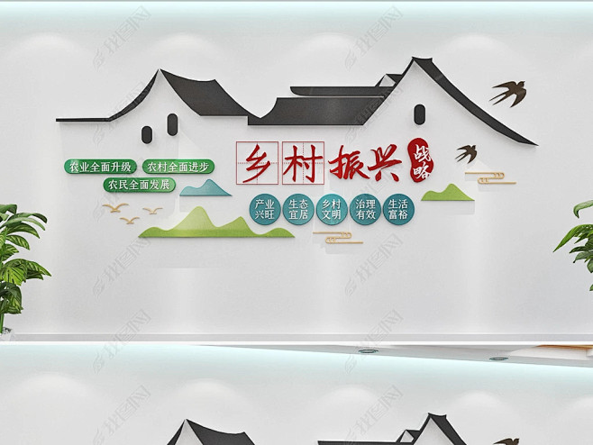 新中式乡村振兴战略基层党建文化墙