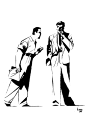 Noir : Noir themed, black and white illustrations.