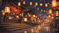 AI古风繁华夜景插画素材 灯笼场景设定 影视游戏概念设计背景临摹-淘宝网