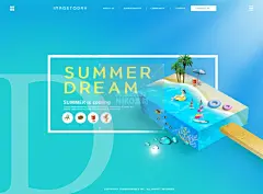 橙子鲸鱼海底海洋海水度假旅游三亚创意合成海报PSD分层韩国设计素材 (5) 