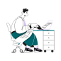 Man gets a contract for a deal over the Internet Illustration in PNG, SVG