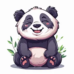 卡通微笑的熊猫素材图片