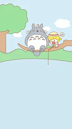 宫崎骏动漫龙猫与小女孩手机壁纸