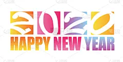 请柬,2020,新年前夕,幸福,艺术,抽象,彩色图片,可爱的,模板