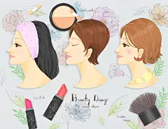 创意手绘唯美网红妆容护理达人草本养生教程插画海报设计素材K195-淘宝网