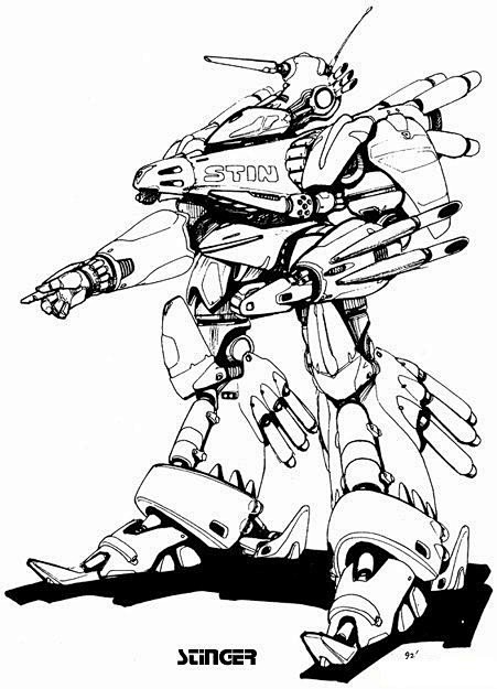 画师BATTLETECH机器人原画线稿设...