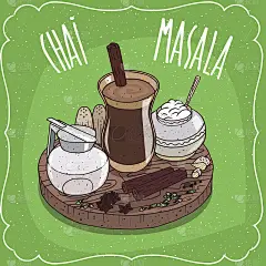 印度玛沙拉茶和牛奶壶盖
