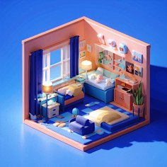 AIGC：微缩剖面房间 3D-花瓣网|陪你做生活的设计师 | 路牌