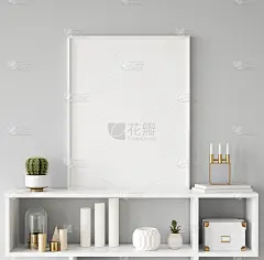 模拟海报框架特写在室内背景，斯堪的纳维亚风格