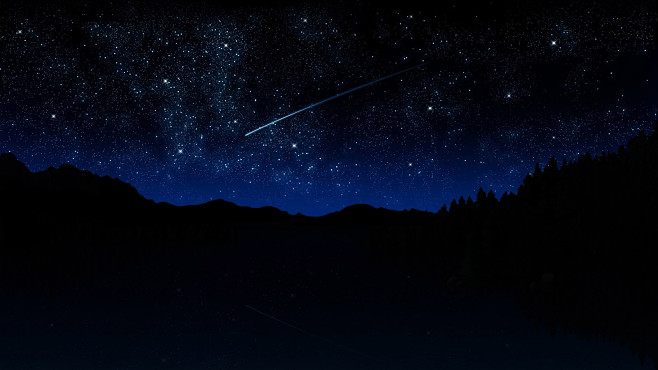 浪漫星空下的人影电脑桌面壁纸