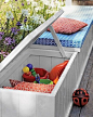 Outdoor seating and storage in one: 