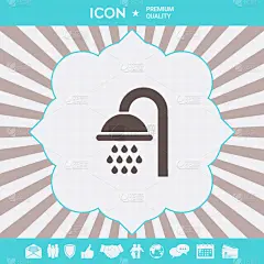 图标,插画,天气,分离着色,湿,干净,水滴,小溪,淋浴