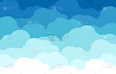 蓝天白云背景天空和蓝色的云彩.卡通阴郁的背景.矢量说明