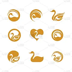 天鹅图标模板矢量插图