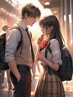 爱情校园情侣插画