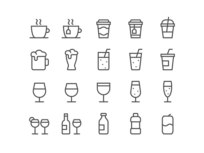 Drinks icons type dr...