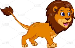 可爱的,狮子,分离着色,白色背景,卡通,野生动物,哺乳纲,动物,尾巴,咆哮
