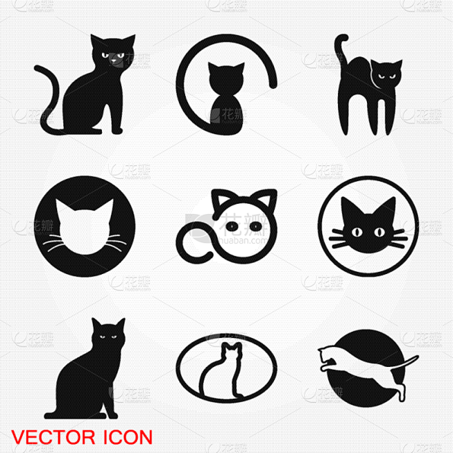 模板,品牌名称,猫,图标,扁平化设计,可...