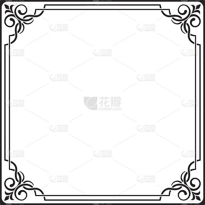 华丽的黑色方形框架，角落。