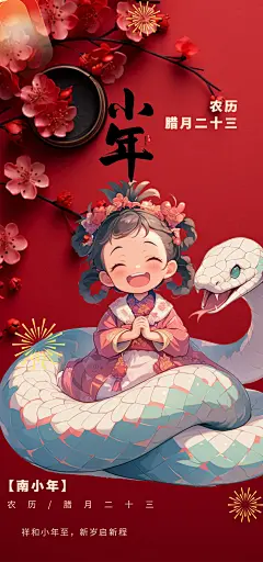 红色节日小年过节年味宣传海报