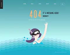 创意404错误页面潜水员矢量图