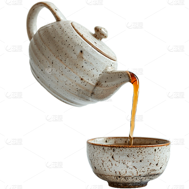 植物通用实景茶杯茶壶组合元素素材