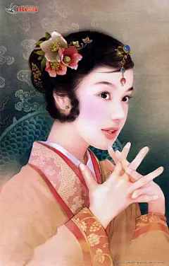 手绘美女图片素材