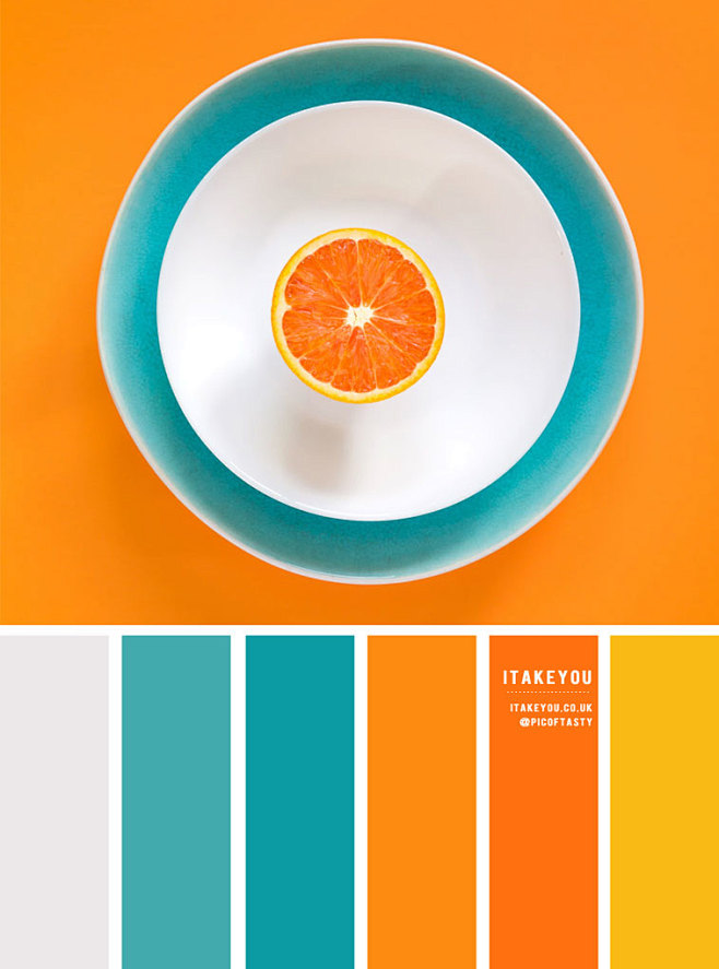 橙色和青色的颜色灵感，夏天的颜色，颜色，...