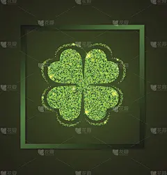 绿色背景上的四叶三叶草